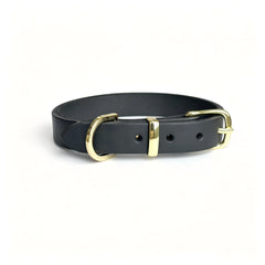 Minimalist Solid‑Brass Hardware Full‑Grain Genuine Leather Dog Collar, Hand‑made Luxury Pet Collar