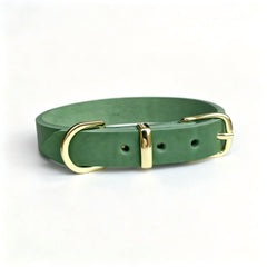Minimalist Solid‑Brass Hardware Full‑Grain Genuine Leather Dog Collar, Hand‑made Luxury Pet Collar