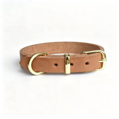 Minimalist Solid‑Brass Hardware Full‑Grain Genuine Leather Dog Collar, Hand‑made Luxury Pet Collar