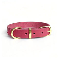 Minimalist Solid‑Brass Hardware Full‑Grain Genuine Leather Dog Collar, Hand‑made Luxury Pet Collar